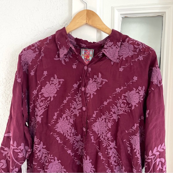 NWT Johnny Was Embroidered Floral Daiso Button Up Scallop Long Sleeve Blouse - Picture 3 of 12